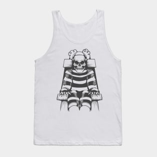 Human Skeleton Wear in Prison Suit on Electric Chair Tank Top